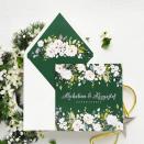 Zaproszenie na ślub zielone w białe róże