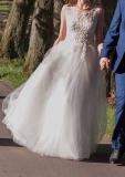 Suknia ślubna Suknia Ślubna, szyta ręcznie wzrost 168, rozmiar 38, biel ecru.  kolor: kolor biel ecru rozmiar: 38
