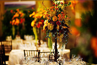 Jesienna dekoracja sali weselnej