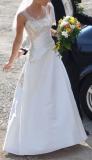 Suknia ślubna KORONKOWA SUKNIA ECRU NA RAMIĄCZKACH - NABLA/BUFFY kolor: ecru jasna rozmiar: szyta na miarę, około 36-38
