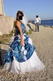 Suknia ślubna Piękna suknia ślubna. Ozdoby RĘCZNIE robione kolor: niebiesko/biała rozmiar: 38