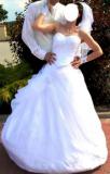 Suknia ślubna ŚLICZNA SUKNIA ŚLUBNA ŚNIEŻNO BIAŁA + DODATKI kolor: Biały śnieżny rozmiar: 38