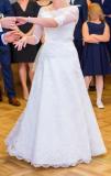 Suknia ślubna Suknia ślubna z haftowanej koronki + bolerko + welon kolor: Biały rozmiar: 36-40,42 (możliwość regulacji)